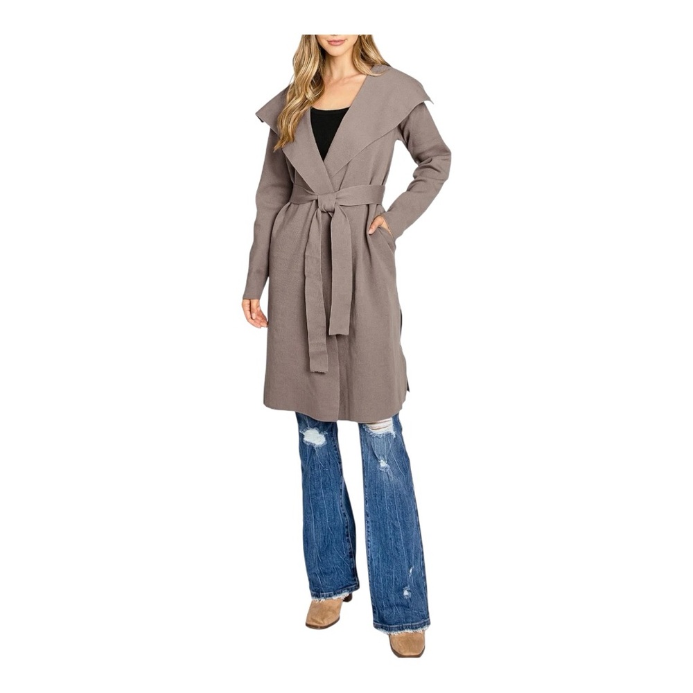 2017. LOVE TREE OPEN MID‎ LENGTH TRENCH COAT WITH BELT TAN IN COLOR SIZE SMALL